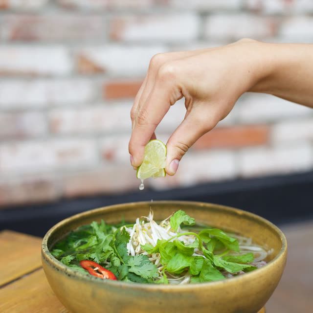 V1 · Pho Ga – rice noodle soup with chicken & Vietnamese herbs
