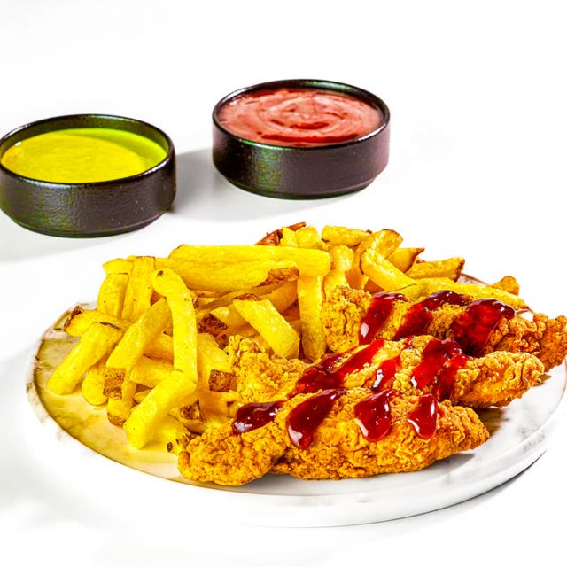 K2 · French fries with crispy chicken fillet
